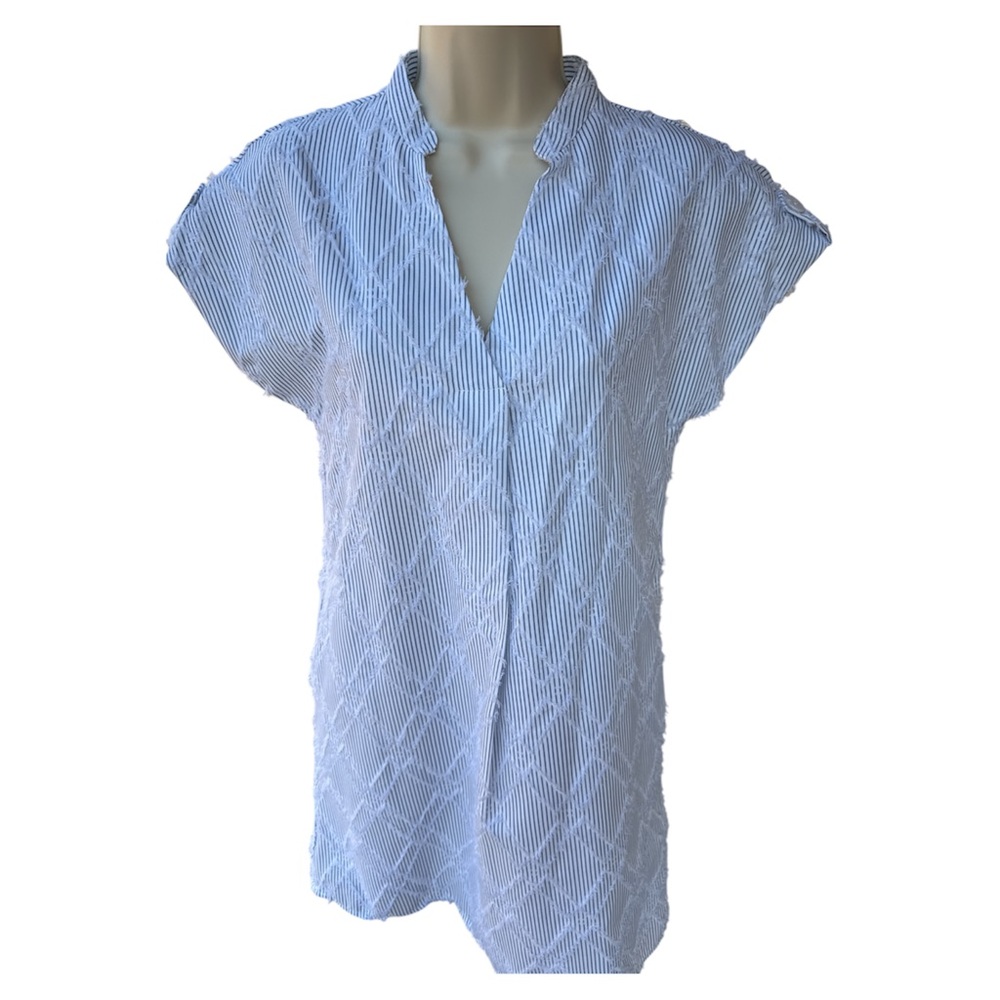 THML Pale Blue V-Neck Textured Mini Dress - Picture 15 of 16